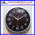 Silber Rahmen Logo Printing Runde Kunststoff Wanduhr (Item12)